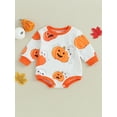 thumbnail image 2 of Liacowi Baby Girls Halloween Romper Pumpkin Ghost Print Long Sleeve Onesie 3 6 12 18 24 Months Newborn Spring Autumn Bodysuits Infant Halloween Costume, 2 of 8