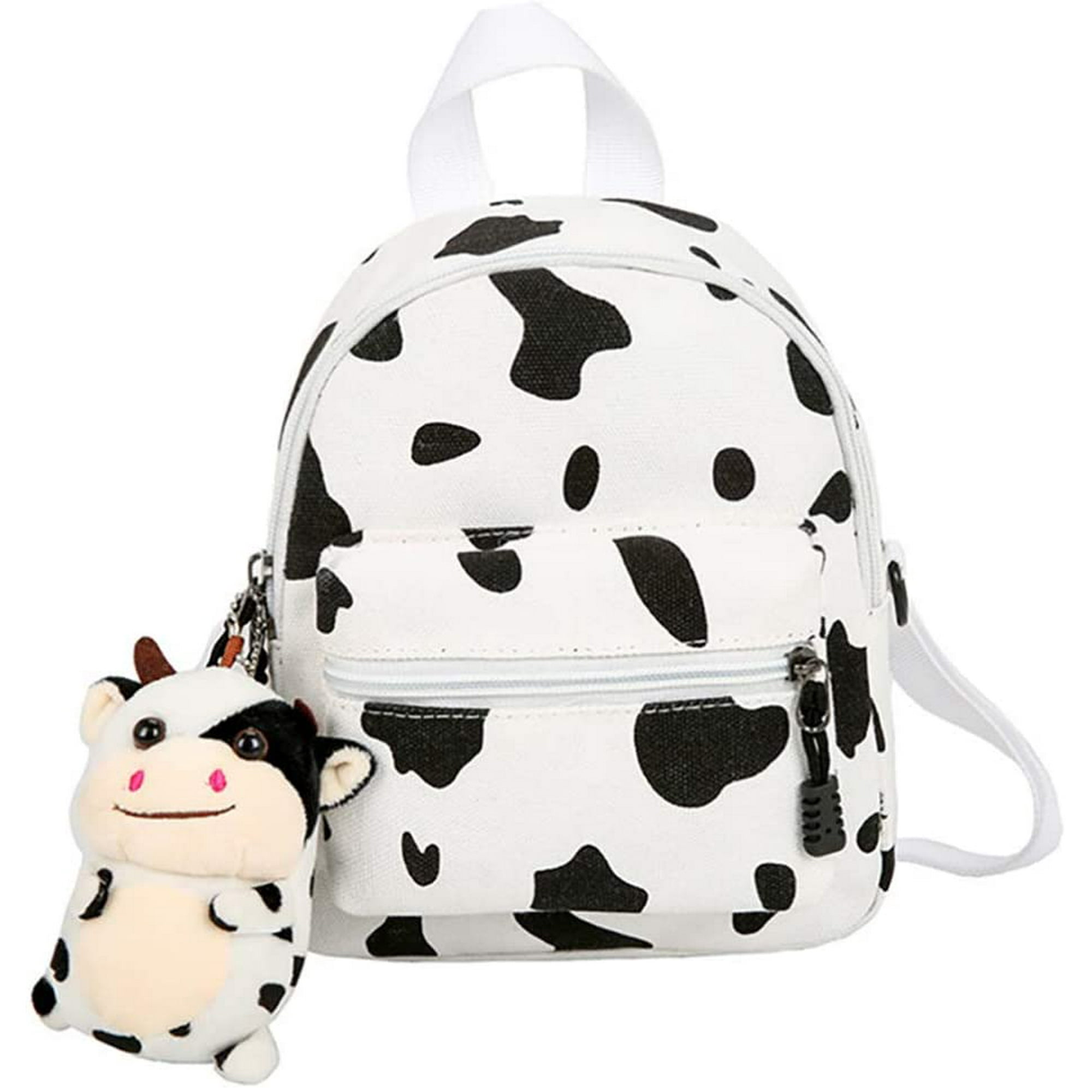 Backpack Mini Cow Print Canvas White Cows Baby Bag Women Canvas Shoulder Pouch Creative Fanny Pack Fashion Backpack for Woman Girl Lady Walmart