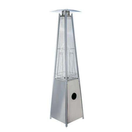 Baner Garden PH08-SSB Outdoor Propane Patio Pyramid Flame Heater with Cover-Commercial Tall Hammered Stainless Steel Finish Garden Standing LP Gas Porch and
