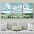 thumbnail image 3 of PixonSign Framed Wall Art Set Pastel Watercolor Sky Countryside Farmland Landscape Canvas Print Nature Wilderness Modern Art Decor Scenic Relax/Calm for Bedroom - 16"x24"x3 Panels White, 3 of 5