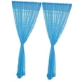 thumbnail image 2 of 2 Panel Kitchen Curtain Sheer Office Solid Color Door Window Voile Drape Sky Blue - 200x270cm, 2 of 9