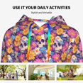 thumbnail image 4 of Wukai Skull daisy flower Print Womens Hoodies Fleece Sweatshirts Long Sleeve Sweaters Pullover Fall Outfits Winter Clothes-Large, 4 of 7