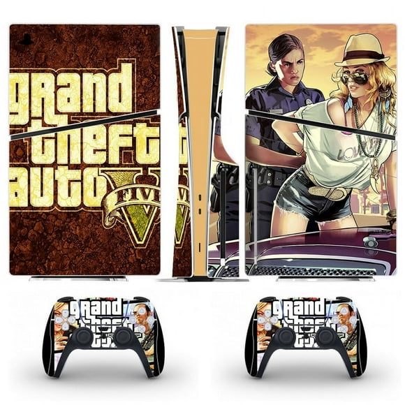 Playstation 5 Slim Ps5 Slim GTA Skin Decal And Controller Stickers Set, Scratch-resistant (Disk03)