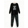 thumbnail image 5 of Yuaguia Family Christmas Matching Pajamas Set, Merry and Bright Light Print Long Sleeve Tops and Black Pants, Holiday Sleepwear, Men M, 5 of 6