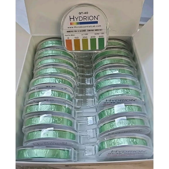 20 Pk QT-40 Hydrion Quat Quaternary Sanitizer Test Tape Papers 0-500ppm 20 Rolls