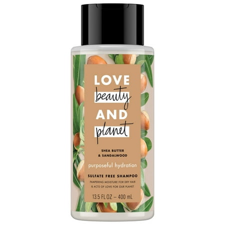 Love Beauty And Planet Purposeful Hydration Sulfate Free Moisturizing Shampoo for dry hair, Shea Butter & Sandalwood 13.5