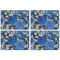 Pioneer Flower Floral Print Pattern Summer Placemats Table Placemats Set Of 4-Linen Kitchen Washable Placemats Table Mats 12x18 Inch Non-Slip Heat Resistant