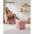 thumbnail image 2 of Small Storage Ottoman, Folding Ottoman Cube, 15 x 15 x 15.7 Inches, Footstool, Footrest, 9.8 Gal. (37 L), Velvet Surface, for Bedroom, Living Room, Dorm, Jelly Pink, 2 of 6