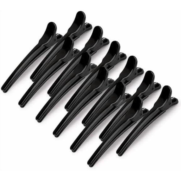 12 count Hair Clips for Styling, Black Creaseless Hair Clips for Women Duckbill Clips for Sectioning, Salon, Makeup, Roller