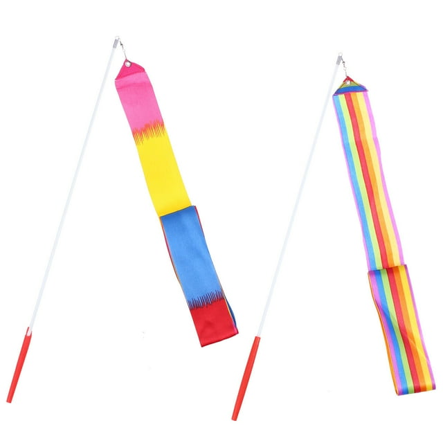 IFANLANDOR 4Pack Gymnastic Ribbons for Training and Fun Activities with Flame Stitching Color Steel 15.7 x 2in