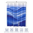 thumbnail image 4 of Split Shower Curtain for Transfer Bench, Blue Striped Fabric Shower Curtains for Bathroom, Modern Abstract Art Wave Moire Gradient Tub Sliding Transfer Bench Waterproof Bath Curtains 72"x96", 4 of 9