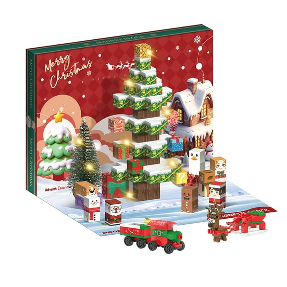 2025 New Christmas Magnetic Building Blocks Countdown Calendar Assembly Blocks Christmas Gifts Children's Toys