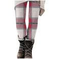 thumbnail image 7 of Qulqfy Women's Red Leggings Stretch Active Plaid Yoga Pants Fall High Waisted Compression Leggings for Women, 7 of 7