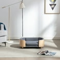 thumbnail image 3 of Scandinavian style Elevated Dog Bed Pet Sofa With Solid Wood legs and Bent Wood Back, Velvet Cushion,Small Size, 3 of 9
