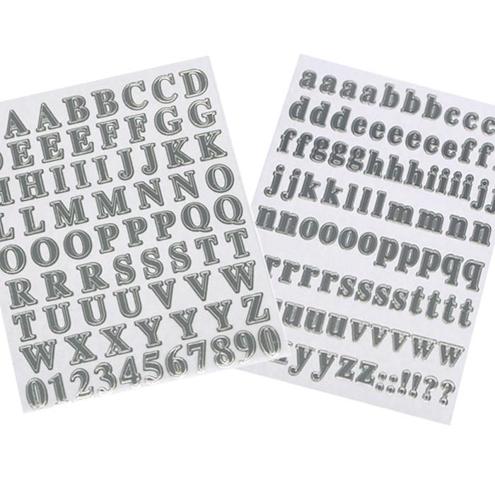 Mini Alphabet & Number Foil Stickers, 179Count, Silver