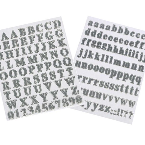 Mini Alphabet & Number Foil Stickers, 179Count, Silver