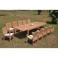 thumbnail image 4 of Grade-A Teak Dining Set: 12 Seater 13 Pc: 122" Caranas Rectangle Table And 12 Wave Stacking Arm Chairs Outdoor Patio WholesaleTeak #51WV2913, 4 of 6