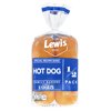 Lewis Bake Shop White Half Pack Hot Dog Buns, 7.5 oz, 4 Count