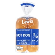Lewis Bake Shop White Half Pack Hot Dog Buns, 7.5 oz, 4 Count