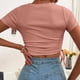 thumbnail image 4 of Camiseta corta ajustada para mujer,Camiseta de manga corta para mujer Camiseta corta ajustada para mujer Top de manga corta para mujer Rendimiento sólido, 4 of 6