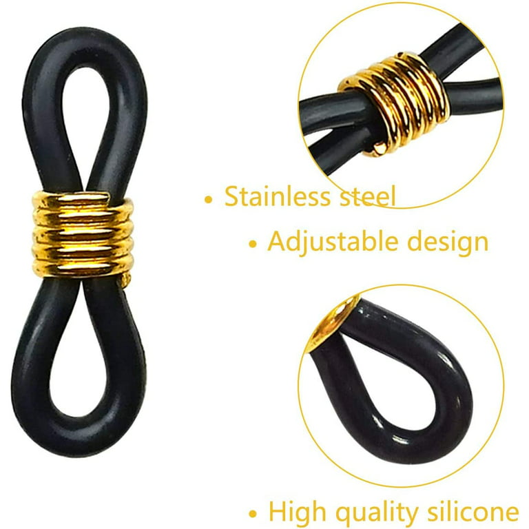 Eyeglass Chain Ends, Glasses Chain Connector 20pcs Adjustable Eyeglass Chains Ends Silicone Eyeglass Connector Eyeglass Chain Loop Holder Glasses