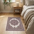 thumbnail image 3 of ODIKA 2'x3' Washable Doormat Mauve Vintage Dusty Boho Faded Scrollwork Scroll Border Motifs for Entryway, Kitchen, Laundry Room, Non-Slip, Low Pile, 3 of 7