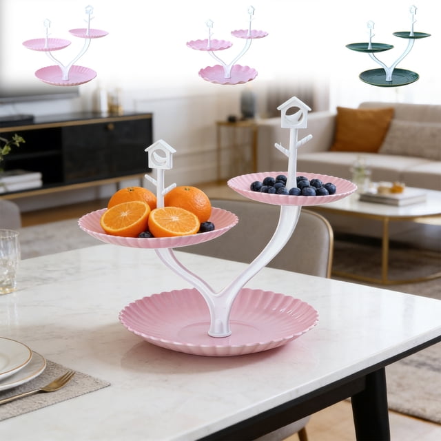 Sentmoon Fruit Basket for Kitchen Small Fruit Basket Multi-layer Candy Wedding Ktv Living Room Fruit Dry Fruit Refreshment Three-layer Fruit
