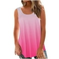 thumbnail image 2 of Babysbule Women's Round Neck Gradient Tank Tops Fashion Solid Printed Loose Sleeveless T-shirt Pullover ank Tops, 2 of 5