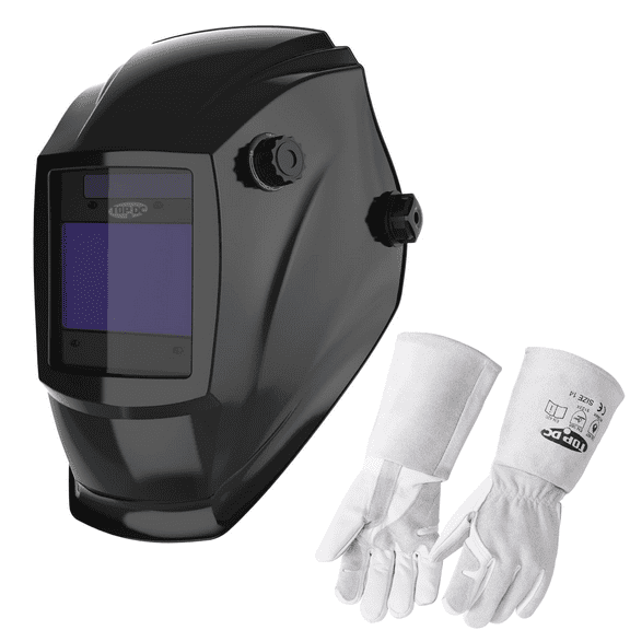 Welding Helmet 3-in-1 Auto Darkening Solar Power Large Viewing Screen 3.93 x 2.63 Inch,With Welding Gloves