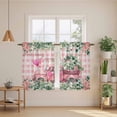 thumbnail image 2 of Eucalyptus Trucks Kitchen Curtain for Berdoom Living Room Cafe 54 Inch Length, Spring Farmhouse Floral Leaves Pink Plaid Tiers Curtains Light Filtering Drapes Window Treatment 2 Panels 52"Wx54"L, 2 of 8