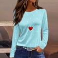 thumbnail image 2 of Garbnen Polka Dot Valentine's Day Shirts for Women Heart Printed Crewneck Shirts for Women Long Sleeve Spring Women's Tunic Tops, 2 of 5