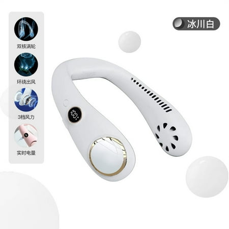 

Bladeless Neck Fan Leafless Cooling Fan Silent Folding LED digital display 3000mAh for Hot Flashes Home Office Travel Outdoor Sports Face Fans Around Neck USB Rechargeable Neckband Fan