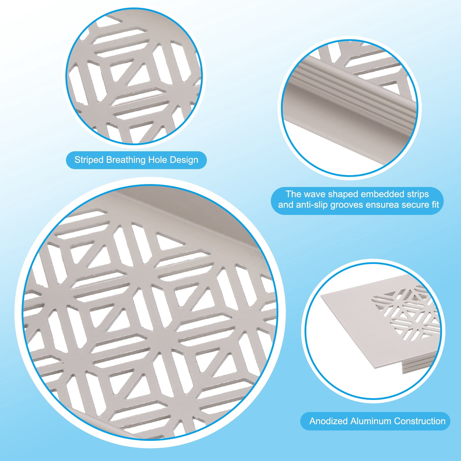 16 x 3 Inch Door Air Vent Cover, Heavy Duty Aluminum Grille Ventilation Cover Louvered with Mounting Screws for Cabinet Wardrobe Door, Cashmere Gray
