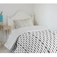 thumbnail image 4 of Ambesonne Abstract Quilted Bedspread Set 2 Pcs, Monochrome Lines Dots, Twin Size, Black White, 4 of 6