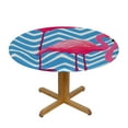 thumbnail image 3 of WYYP  Pink Flamingos Round Tablecloth,Cute Flamingo Blue Chevron Water Resistant Polyester Table Cloth Decorative Table Cover for Kitchen, Dining Desk,Party,Holiday White, 3 of 7
