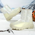 thumbnail image 4 of Boys Girls Plush Lining Snow Boots Winter Platform Outdoor Hiking Booties Kids Waterproof Ankle Boots, 4 of 5