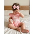 thumbnail image 6 of BemeyourBBs Baby Girls Summer Clothes Newborn Hospital Going Home Baby Girl Outfits She's Here Letter Print Fly Sleeves Romper and Bow Print Shorts Headband 3Pcs Set, 6 of 9