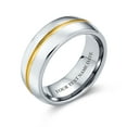 thumbnail image 4 of Bling Jewelry Mens Two Tone Titanium Wedding Band Ring with 14K Gold Plated Center Stripe for Men, 4 of 4