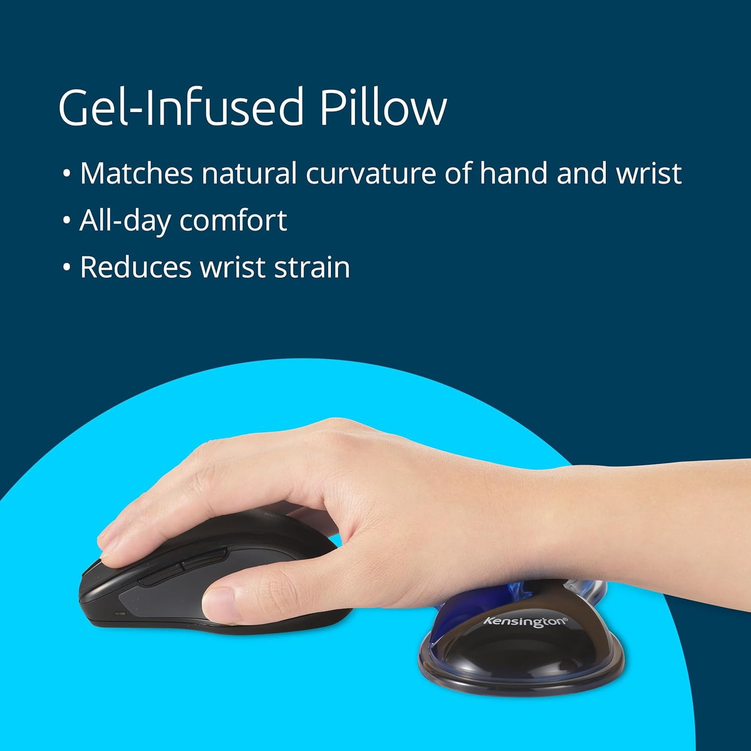 Slim Duo Gel Mouse Wrist Rest Support Cushion for Low Profile Mice & Trackballs, Ergonomic Mouse Wrist Support for Pain Relief, Comfortable Non-Skid Gel, Blue 7.56" x 2.83" x 0.87" K62439NA