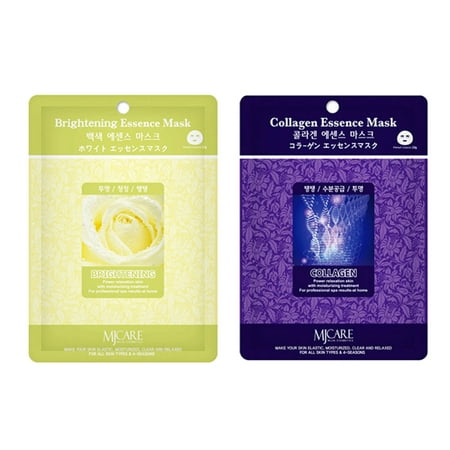 Skin Care Treatment Mask Pack Collagen Brightening Essence Face Facial Mask Package 6 Pcs (3 Pack of Each) - Korean Cosmetic Facial (Best Brightening Mask Korean)