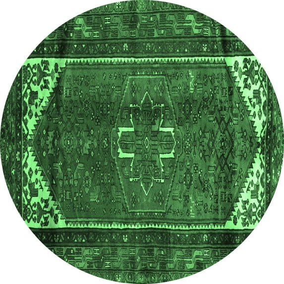Ahgly Company Indoor Round Persian Emerald Green Traditional Area Rugs, 4' Round