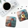 thumbnail image 4 of Vsdgher Swimming Goggled Flamingo Leather Coasters for Drinks, Durable Drink Coasters 4 Set for Tabletop Protection, Luxurious Home Décor and Housewarming Gift ( {designName})Square, 4 of 6