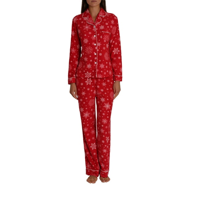 Blis Adult Woman Womens Long Sleeve Fleece Button Down Pajama Pj Plus