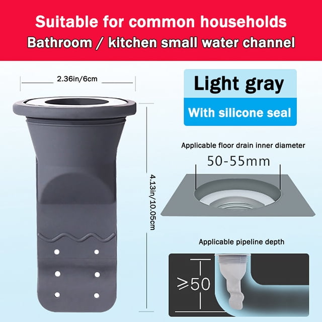 Cateissary Filtro de drenaje para fregadero de cocina y baño, antiolor, desagüe para fregadero, desodorante, colador de silicona, accesorios de Juegos de accesorios de baño gris oscuro