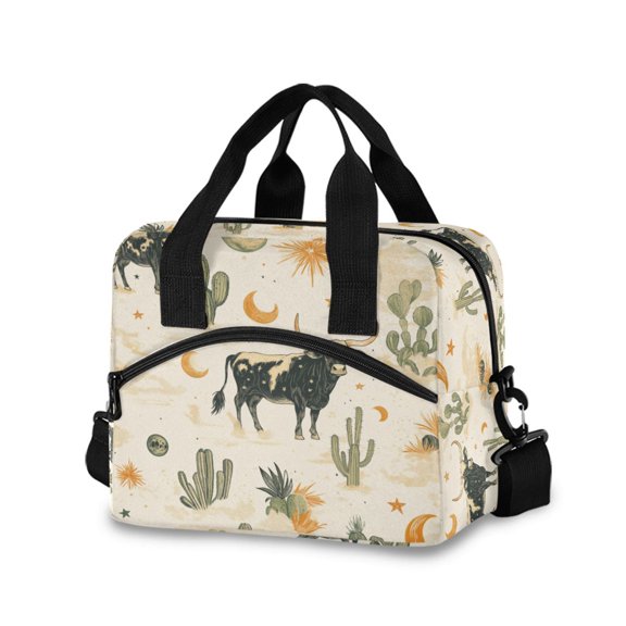 FORMRS Reusable Lunch Bag for Work School Leakproof Insulated Cooler with Adjustable Shoulder Strap, Cowboy Pattern