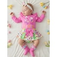 thumbnail image 6 of BemeyourBBs Newborn Baby Girl My 1st Easter Outfit Long Sleeve Letters Romper with Eggs Print Ruffle Skirt Set Headband Socks 4pcs Spring Easter Clothes, 6 of 9