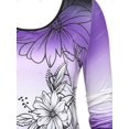 thumbnail image 4 of Camiseta de Talla Extra con Estampado Floral de Color Degradado Rosegal  Mangas largas de talla grande, 4 of 5
