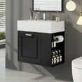 thumbnail image 3 of 21.8" Bathroom Vanity with Sink Combo, Wall Mounted Floating Bathroom Cabinet with 1 Soft-Close Drawer, Toilet Paper Holder and Adjustable Shelf, Black, 3 of 9