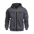 thumbnail image 3 of safuny Hoodies For Men Fall Full Zip Hooded Sweatshirt Casual Lightweight Workout Athletic Coats with Pockets Dark Gray M, 3 of 3