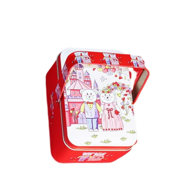 Inteprter Caja de almacenamiento multiusos para maleta Vintage de caramelo, lata de almacenamiento a la moda, cajas de regalo de Metal para Kits de decoración para fiestas pareja de osos